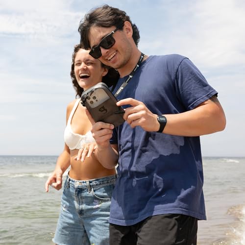 geckobrands Waterproof Phone Pouch Plus – Universal Fit, Touchscreen Friendly with Card Sleeve & Lanyard IPX7 Rated Gray