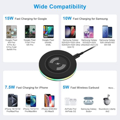Pixel Wireless Charger for Google Pixel 11 Pro XL 10 Pro XL 10a 9a 8a 8Pro - color: Black, style: 2-Pack