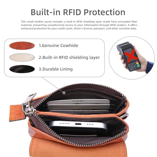 Iswee Rfid Blocking Small Crossbody Bag for Women Travel Classic Style | Genuine Leather,Adjustable Shoulder Strap,Fits 6.9" Phone,Anti-Theft Purse,Perfect for Daily Use and Weekend Travel - color: Brown