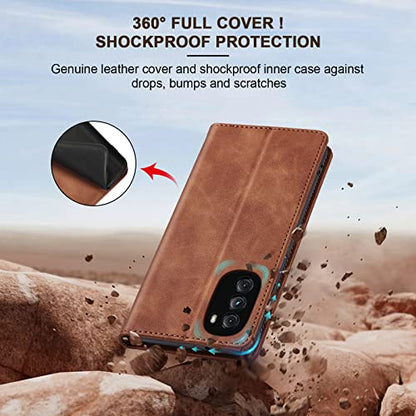 Jasonyu Flip Wallet Case for Moto G 5G (2022),Leather Magnetic Folio Cover with Card Holder,Kickstand - TPU Shockproof Durable Protective Phone Case,Brown | PU Leather Magnetic Folio Cover,with Card Holder,Kickstand,TPU Shockproof,Durable,Protective Phone