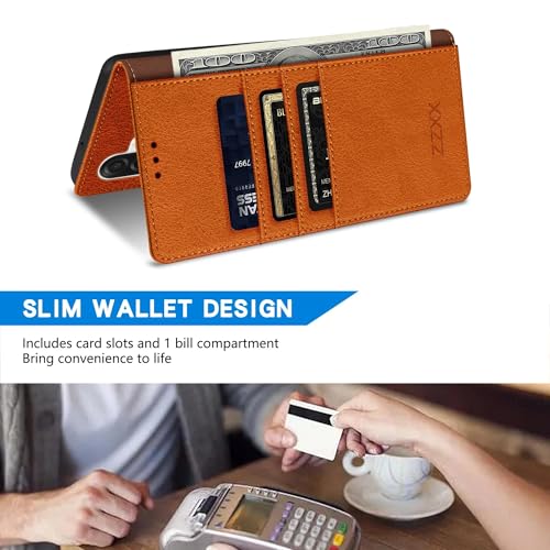 ZZXX for Samsung Galaxy A17 5G Wallet Case with [RFID Blocking] Card Slot Kickstand Magnetic Closure PU Leather Flip Fold Protective Phone Case for Samsung Galaxy A17(Brown-6.7 inch) - color: Brown