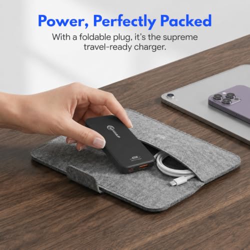 45W Flat USB C Charger Block, Ultra Slim USB Wall Plug with Cable - color: Black