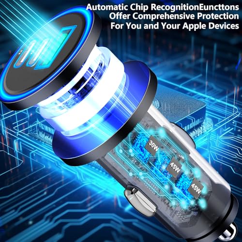 USB C Car Charger, Rombica 3Port 67W PD Dual USB-C&USB-A Car Phone Charger - color: Raven Black