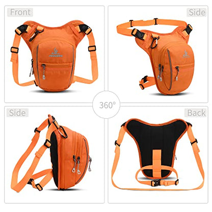 Peicees Motorcycle Leg Bag for Men Womens Thigh Bag, Expandable - color: Orange