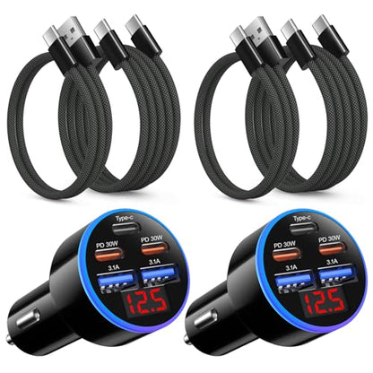 90W USB C Car Charger, OKRAY 5-Port Car Adapter Dual PD30W Fast Charging - size: 2 Pack
