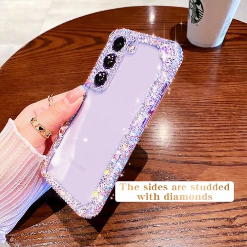 Compatible with Samsung Galaxy S22 Plus Bling Clear Case for Women,Glitter Phone Case with Sparkle Rhinestone Diamond Camera Protection，Airbag Anti-Fall Crystal Hard Cover for Girl - size: Galaxy S22 Plus