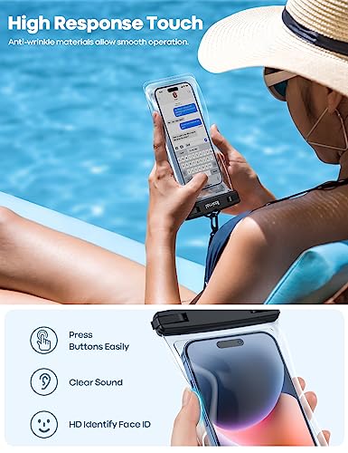 Lamicall Waterproof Phone Pouch Floating - [2 Pack][ Soft Click ] | for Galaxy S25 Ultra, S22 23 S24 Ultra with Case, for iPhone 17 16 15 14 13 Pro Max, for 7.5" with Case - color: Float White-7"