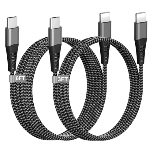 USB C to Lighting Cable 3FT+6FT iPhone Charging Cord Nylon Braided iPhone Charger Lighting Cable 2Pack iPhone Lighting Cable for iPhone 14 13 12 11 Pro Max XR XS 8 7 6 Plus SE