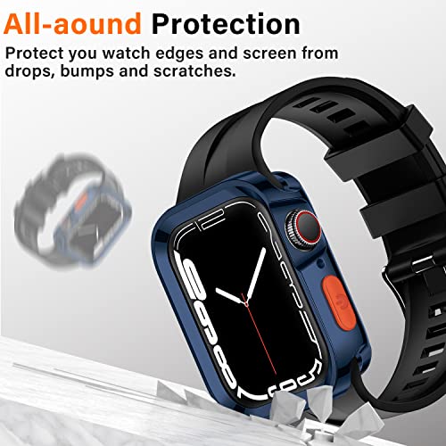 Amizee Rugged Case Compatible with Apple Watch Case Series 9/8/7 41mm SE 3/2/1 Series 6/5/4 40mm, Soft TPU Shockproof Bumper Drop Proof Protective Cover Compatible with iWatch - Plating Blue - color: Plating Blue, size: 40mm/41mm