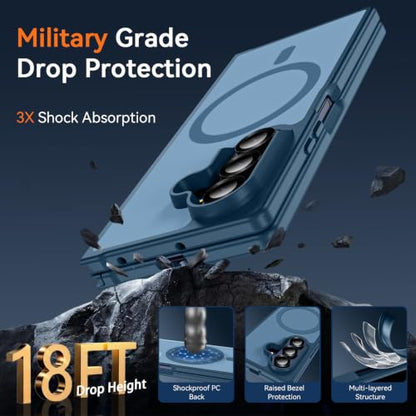 Hensinple for Samsung Galaxy Z Fold 8 Ultra Case,Z Fold8 Ultra| Z Fold 7 Case [Compatible with MagSafe] Translucent Matte Military Grade Protection Shockproof Rugged Magnetic Phone Cover(Blue) - color: Z Fold 8 Ultra-Blue, size: Galaxy Z Fold 8 Ultra| Z F