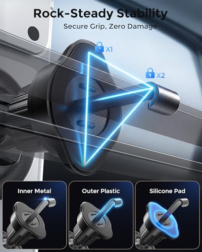 Estbuc 2-in-1 15W Magsafe Car Mount Charger, Magnetic Wireless Car Charger