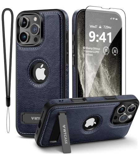 WTCASE Magnetic for iPhone 16 Pro Leather Case,Built-in Invisible Stand [Compatible with Magsafe] Protective Slim Kickstand Phone Cover Compatible with iPhone 16 Pro (2024) 6.3" (Blue) - color: Blue, size: iPhone 16 Pro - 6.3"