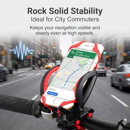 4 PCS Silicone Tie Down Straps, Elastic Anti-slip Phone Holder Bands for Handlebar, X-shape Highly Elastic GPS Mount Tether, Universal for Most Motorcycles, Bicycles (Red)