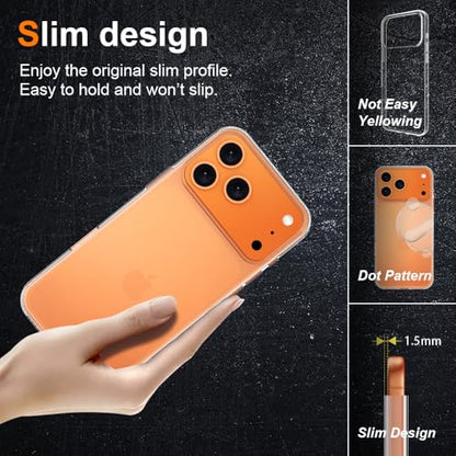 Silicone Clear for iPhone 17 Pro Max Case,Ultra with Comfort Grip | Soft Slim-Fit TPU iPhone 17 Pro Max Phone Cover,Non-Slip,Shockproof Protection,Scrath-Resistant - size: iPhone 17 Pro Max case