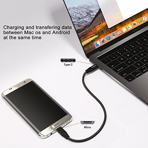 Fasgear USB C to Micro USB Cable, Black, 3ft - color: Black, size: 3ft