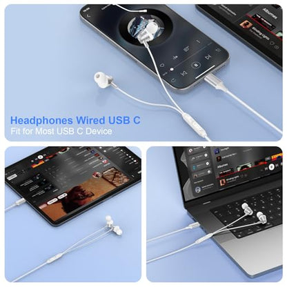 Wired Earbuds for iPhone 17/17 Pro/17 Pro Max/17e/16e/16/16 Pro Max16 Plus - color: White