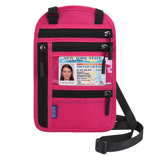 Passport Holder for Travel, RFID Travel Pouch Neck Wallet, Waterproof Passport Wallet for Women and Men, Rose - color: Rose