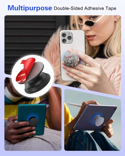 volport Sticky Adhesive Pads for Pops Socket Base: 5 Pcs 1.38" Strong Round Double Sided Replacement Sticker for Collapsible Phone Grip Stand, Very High Bond Tape for iPhone Popgrips Mount