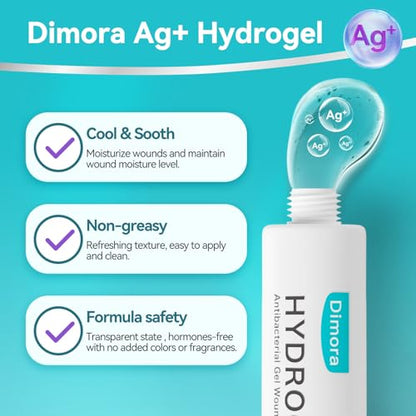 Dimora Silver Hydrogel Gel Wound Dressing-3 Packs 3oz (28gx3), Silver Hydrogel First Aid Ointment for Soothing & Wound Healing, Silver Hydrogel Care for Minor Abrasions, Cuts, Lacerations and Scalds. - size: Hydrogel Ag+ Gel 3oz