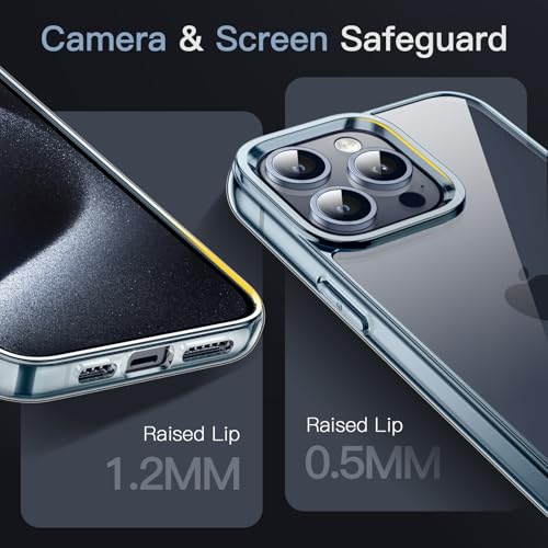 JETech Case for iPhone 15 Pro, Anti-Yellowing, Blue | Shockproof Protection, Scratch Resistant Hard PC Back, Durable Transparent TPU Bumper - color: Blue, size: iPhone 15 Pro