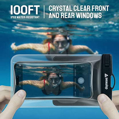 Universal Waterproof Phone Pouch [Double Space] IPX8 Dry Bag with Lanyard for iPhone 16 15 14 13 12 Pro Max XS XR X Galaxy S25 S24 S23 Ultra, Fit All Phones Up to 8'', Gray - color: Gray