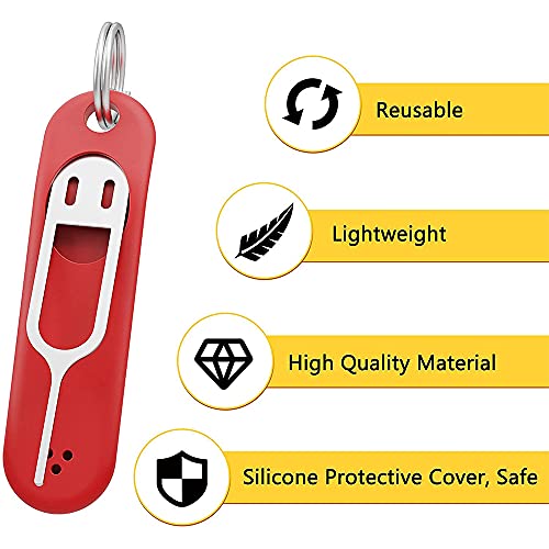 6Pcs SIM Card Removal Tool-Sim Card Tray Pin Eject Removal Tool Needle Opener Ejector,with Removable Key Chain,Black+Red, 500169860A1