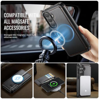 for Galaxy S24 Plus Slim Wallet Case Wireless Charging, Black - color: Black, size: Samsung Galaxy S24 Plus