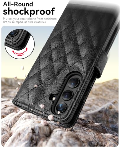 OCASE for Samsung Galaxy S26 Wallet Case, Card Holder, Diamond Black | RFID Blocking, Kickstand, Magnetic Closure, PU Leather Flip Folio, Shockproof TPU Shell, Protective Phone Cover (6.3") 2026 - color: Diamond Black, size: Samsung Galaxy S26