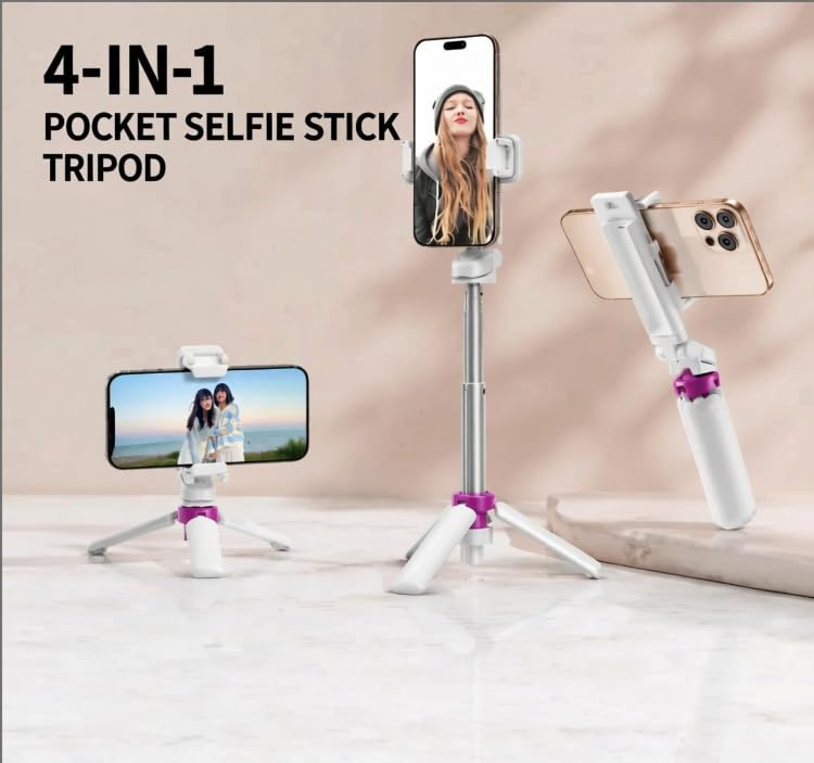 Mini Foldable Selfie Stick Tripod Stand, 360° Rotatable Portable Travel Phone Holder, Universal Smartphone Mount for Self‑Shooting & Live Streaming-White - color: White