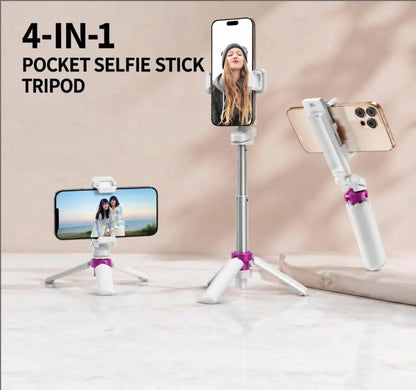 Mini Foldable Selfie Stick Tripod Stand, 360° Rotatable Portable Travel Phone Holder, Universal Smartphone Mount for Self‑Shooting & Live Streaming-White - color: White