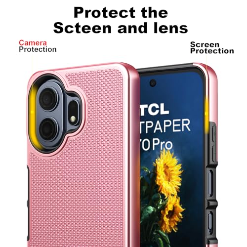 Ailiber for TCL NxtPaper 70 Pro Case, Heavy Duty&Screen Protector-Rose Gold | Elegant Premium Design, Slim PC Back & Soft Silicone Bumper, Stylish Phone Cover for Office Social Occasions and Daily Life - color: Rose Gold