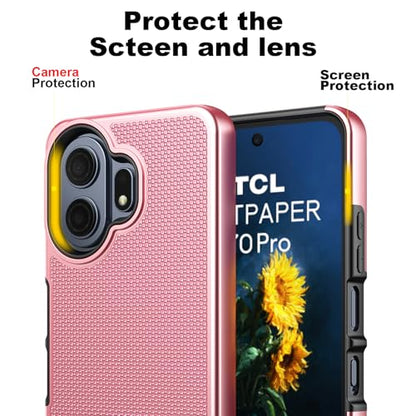Ailiber for TCL NxtPaper 70 Pro Case, Heavy Duty&Screen Protector-Rose Gold | Elegant Premium Design, Slim PC Back & Soft Silicone Bumper, Stylish Phone Cover for Office Social Occasions and Daily Life - color: Rose Gold