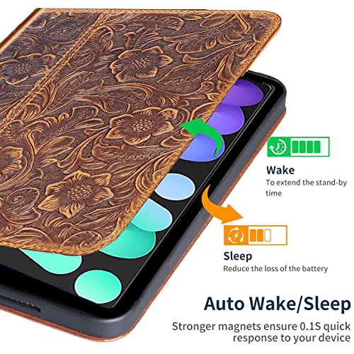 Gexmil Leather Case for iPad mini 7 A17 Pro/iPad mini 6 Gen 8.3 Inch - color: Brown