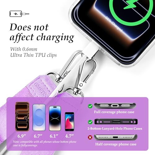 Multifunctional Phone Lanyard Adjustable Anti-Theft Crossbody Phone Strap - color: Purple
