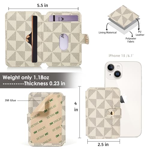 M-Plateau Phone Wallet Stick on for Cases, Sticky Wallet for Back of Phone - color: off White