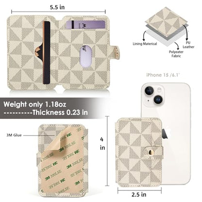 M-Plateau Phone Wallet Stick on for Cases, Sticky Wallet for Back of Phone - color: off White