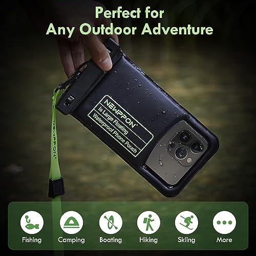 Floating Waterproof Cell Phone Pouch - 2 Pack Float Clear Cellphone Holder Protector with Lanyard - Universal Floatable Water Proof Dry Bag for iPhone Samsung Galaxy for Beach Swimming Pool - color: 2 Pack Medium Black