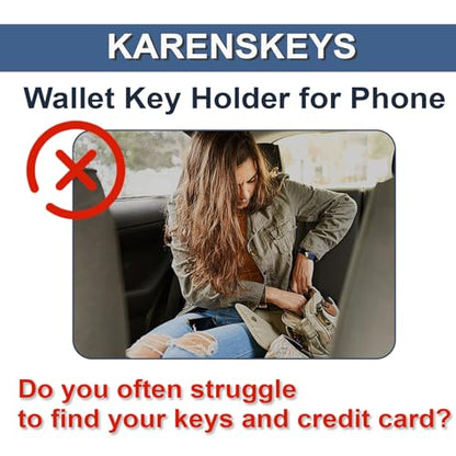 Key Holder Wallet, 2PCS Key Sleeve, Stretchy Keys Organizer Slim Card Holder Back of Phone (Black)