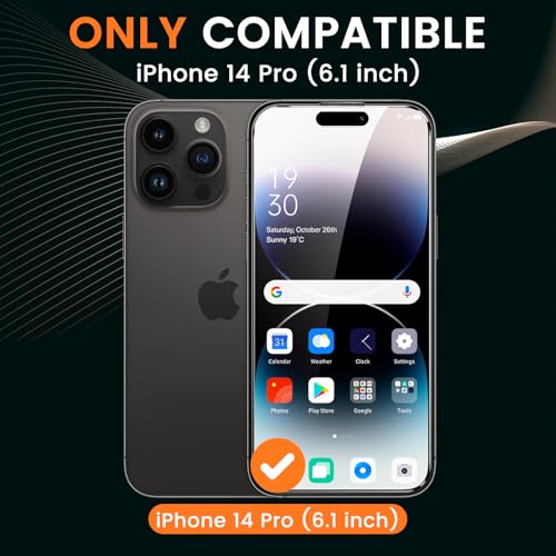 2 Pack 4 Way 360° Privacy Screen Protector for iPhone 14 Pro 6.1-Inch, Horizontal and Vertical All Around Anti-Spy 9H Tempered Glass Film, Scratch Resistant, Zero Bubbles, Face ID Sensitive - size: iPhone 14 Pro