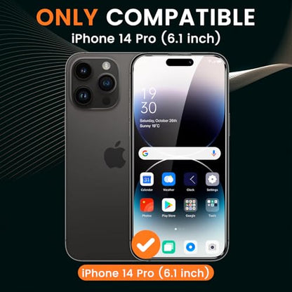 2 Pack 4 Way 360° Privacy Screen Protector for iPhone 14 Pro 6.1-Inch, Horizontal and Vertical All Around Anti-Spy 9H Tempered Glass Film, Scratch Resistant, Zero Bubbles, Face ID Sensitive - size: iPhone 14 Pro