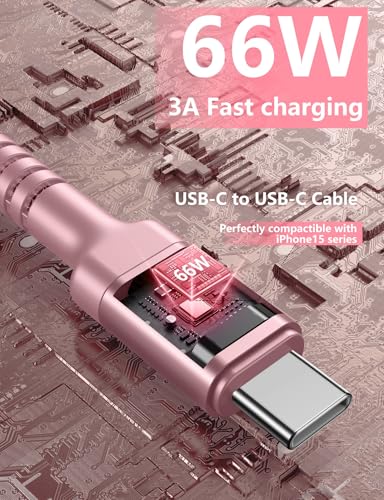 USBC to USBC Cable Fast Charging 66W, 2Pack 3FT USB C Cable, iPhone USB C - color: Pink, size: 3FT, style: USB C to USB C