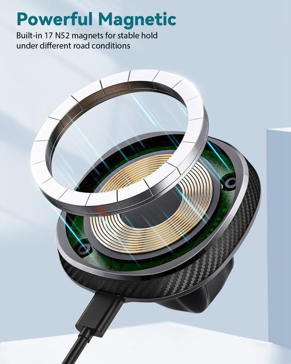 EXELIQ Cup Holder Phone Charger for Magsafe, Wireless Magnetic Car Mount