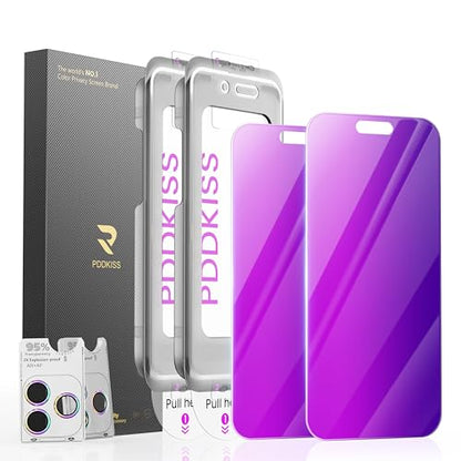PDDKISS 2 Pack Privacy Screen Protector for iPhone 17 Pro - size: for iPhone 17 Pro - 6.3 Inch Purple