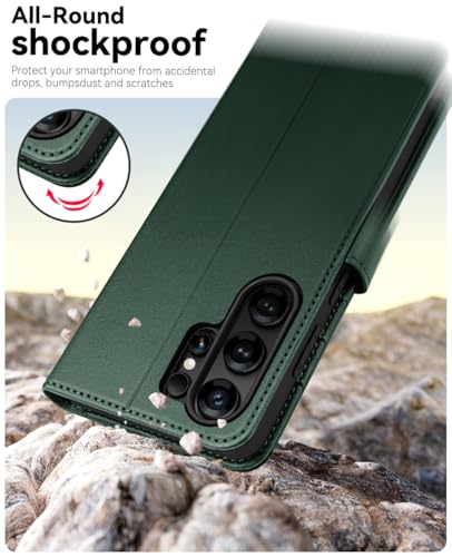OCASE for Samsung Galaxy S26 Ultra Wallet Case, Card Holder, Blackish Blue | RFID Blocking, Kickstand, Magnetic Closure, PU Leather Flip Folio, Shockproof TPU Shell, Protective Phone Cover (6.9") 2026 - color: Blackish Green, size: Samsung Galaxy S26 Ultr
