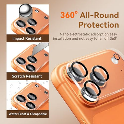 Camera Lens Protector for iPhone 17 Pro 6.3",9H Tempered Glass，Ultra HD, Scratch Resistance Easy to Install，Case Friendly， 3-Pack (iPhone17 pro) - size: iPhone17 pro