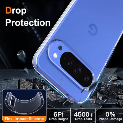 Silicone Clear for Google Pixel 10/10 Pro Case,Ultra Thin with Comfort Grip | Soft Slim-Fit TPU Pixel 10/10 Pro Phone Cover,Non-Slip,Shockproof Protection,Scrath-Resistant