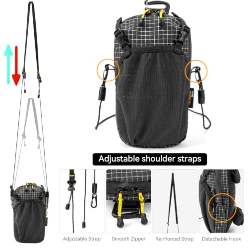 HIKEMAN Backpack Shoulder Strap Pouch - Smartphone Strap Pack,Waterproof Backpack Strap Pocket Attachment Bag for Hikers,Small Crossbody Bag Waist Pack for Sports Hiking Camping(Black) - color: Black