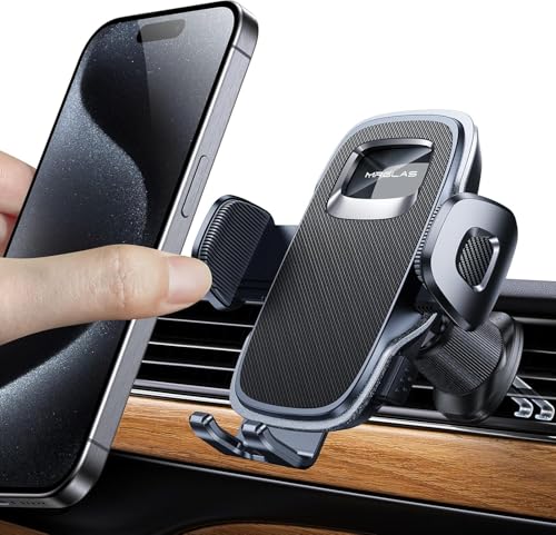 Phone Holders for Car Vent with Double Metal Hook Clip,[One-hand Operation] - color: Dark Black