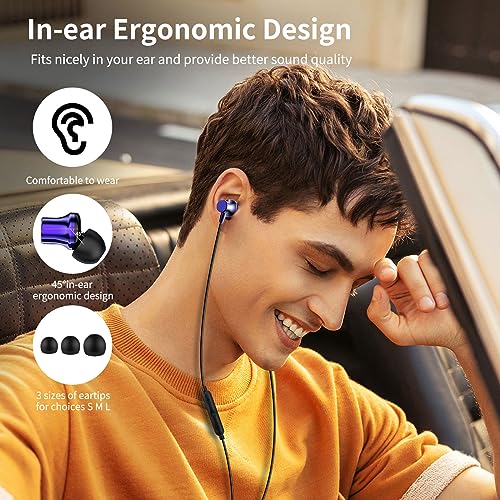 COOYA USB C Headphones Wired Earbuds for iPhone 18 Pro Max 17 16 15 Blue - color: DarkBlue