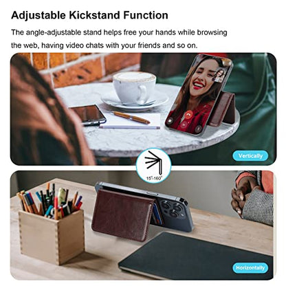 Bocasal for MagSafe Card Wallet for iPhone, Brown - color: Brown